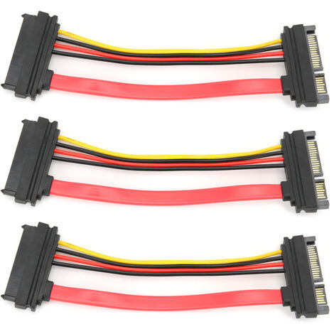 SATA-Datenkabel (29-polig weiblich auf 22-polig männlich) für Festplatten – 3er-Pack