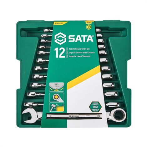 Sata ST09040-02 12-teiliges Chrom-Metrisches Ratschen-Schlüsselset