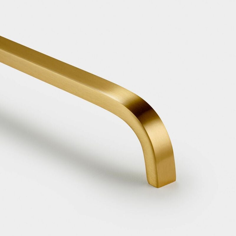 Satin Brass Curved Cabinet d Bar Handle - Solid Brass - Hole Centre 128mm Se Home