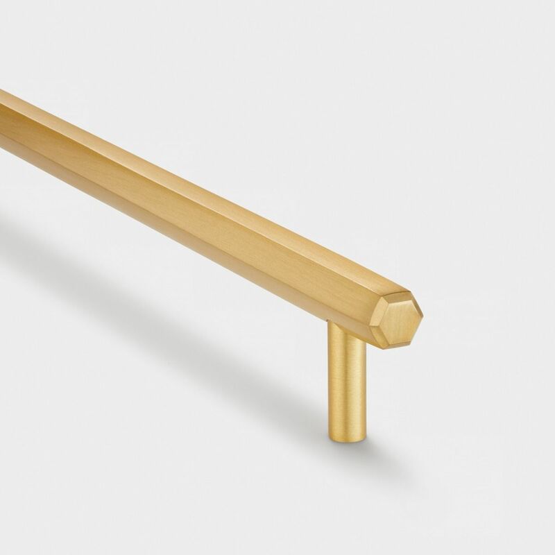 Se Home - Satin Brass Slim Hexagonal Cabinet t Bar Handle - Solid Brass - Hole Centre 160mm