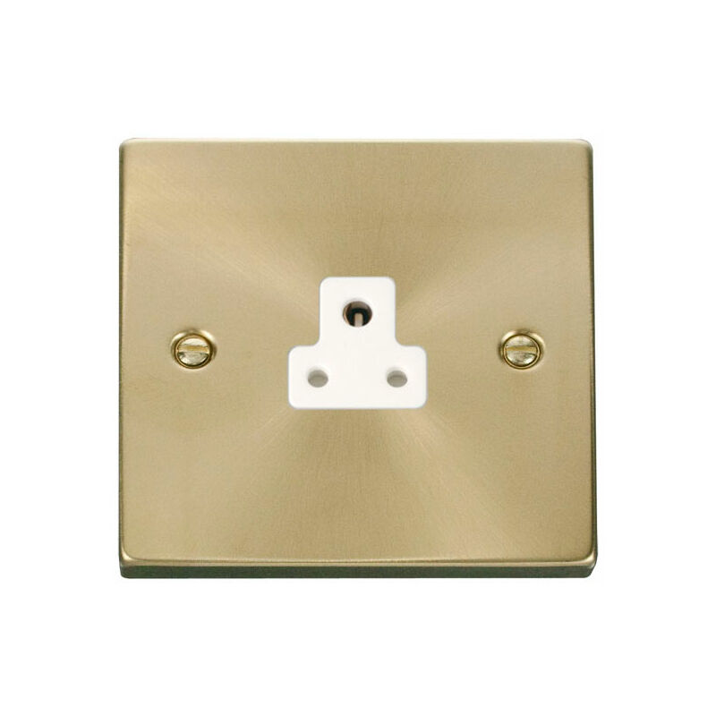 Se Home - Satin / Brushed Brass 1 Gang 2A Round Pin Socket - White Trim