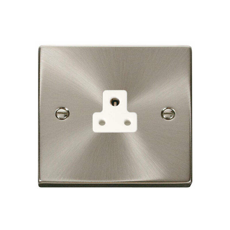 Se Home - Satin / Brushed Chrome 1 Gang 2A Round Pin Socket - White Trim