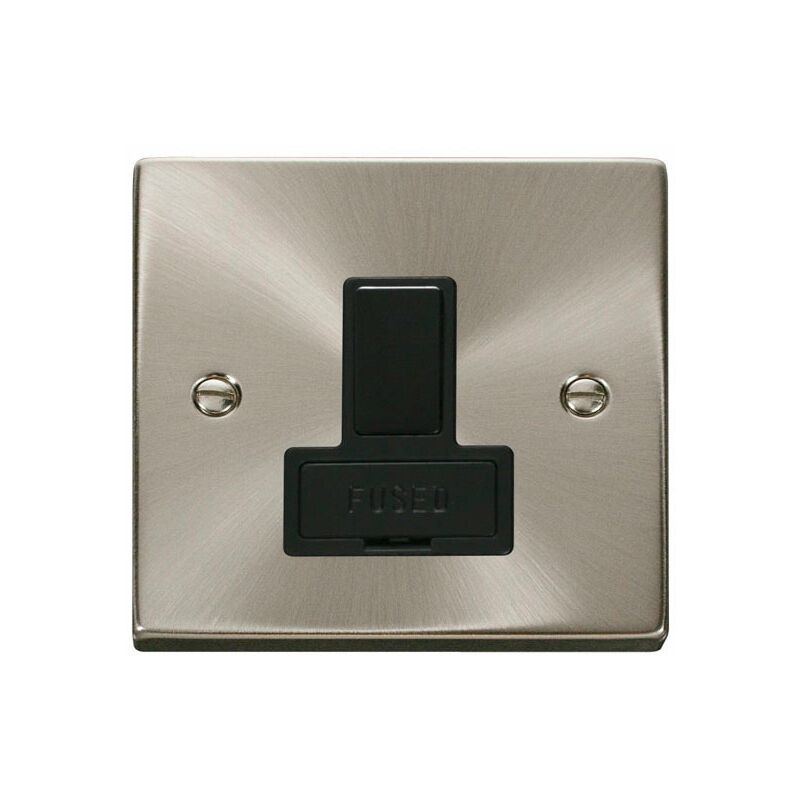 Satin / Brushed Chrome 13A Fused Connection Unit Switched - Black Trim - SE Home