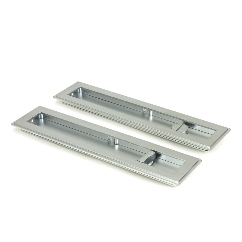 Satin Chrome 250mm Art Deco Rectangular Pull - Privacy Set - From The Anvil