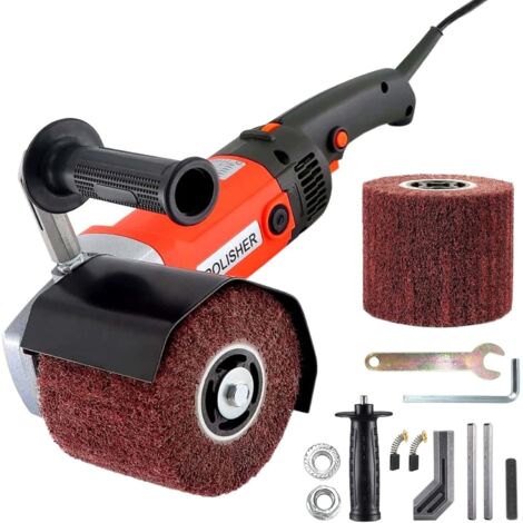 Satin finish machine, sander, brush sander for wood, metal, stainless steel, 230V 1400W, brushing machine, 6 speeds, brush sander for polishing, brushing and smoothing