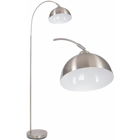 Satin Nickel Arch Floor Lamp - Satin nickel plate with gloss white detail