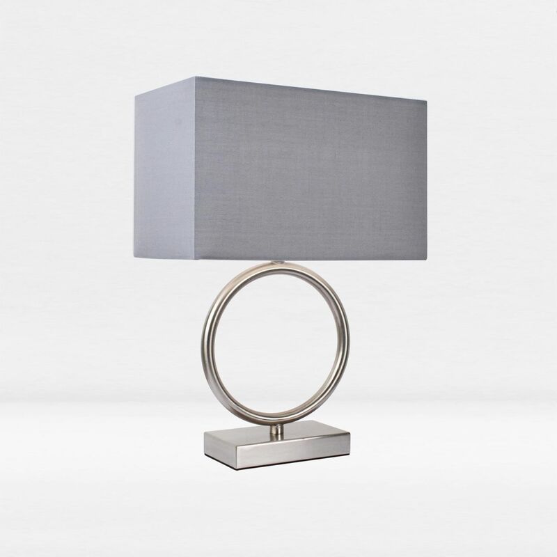 Satin Nickel Hoop Lamp with Grey Shade