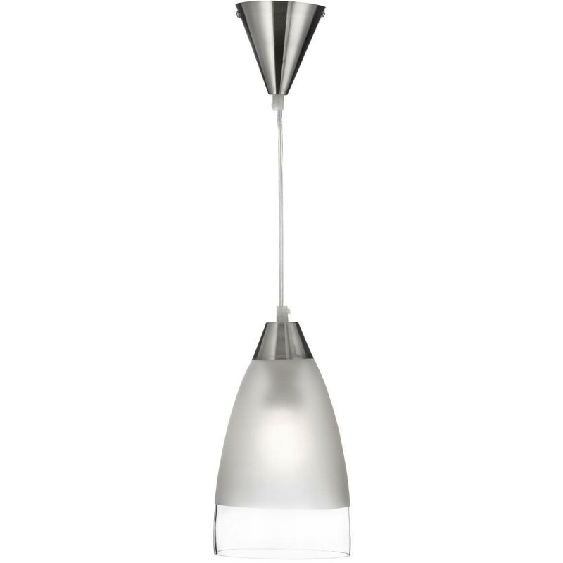 Searchlight Metal And Glass - 1 Light Ceiling Pendant Chrome with Clear And Frosted Glass Shade, E27