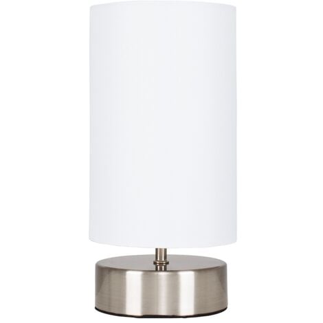 MINISUN Satin Touch Dimmer Bedside Table Lamp With White Cylinder Light Shade