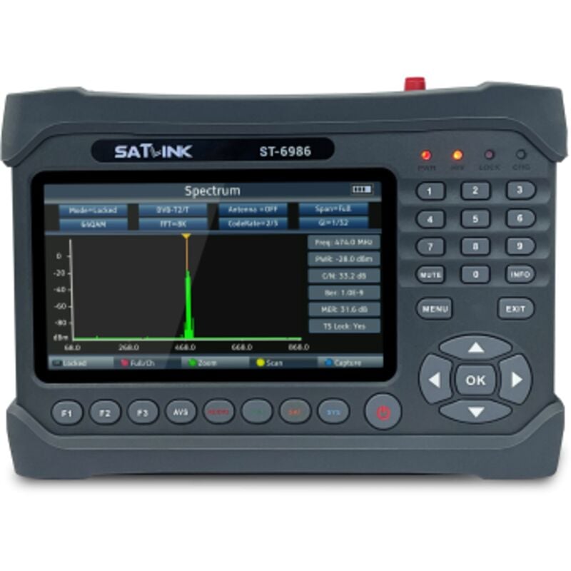 Satlink - ST-6986 Mesureur de Champ pro DVB-S2/S, DVB-T/T2, dvb-c h.265 hevc 10 Bit 4k