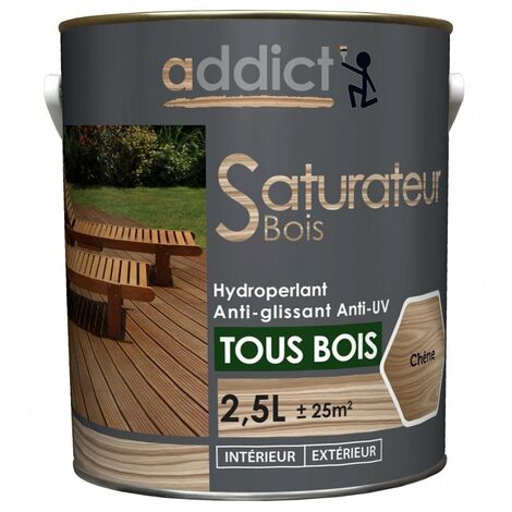 Saturateur bois 2.5l chêne – Protection contre taches, eau et UV – Imprégnation semi-perforée phase aqueuse – Limite humidité bois – Addict