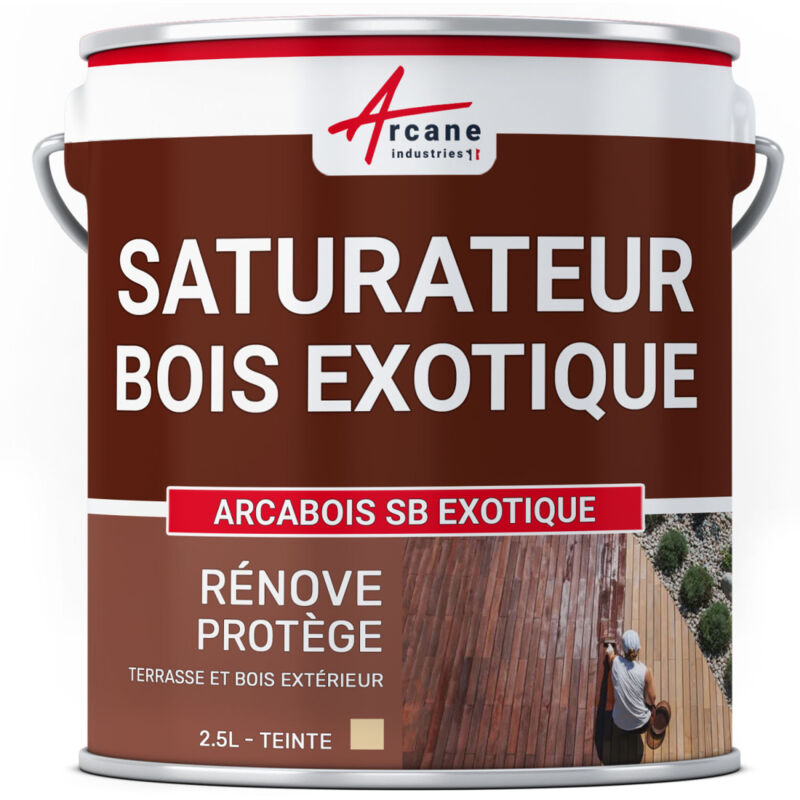 Arcane Industries - Saturateur Bois Exotique pour Terrasse et Mobilier en teck, Ipé, Cumaru, garapa, itauba ... : arcabois exotique - 2.5 l (jusqu'à