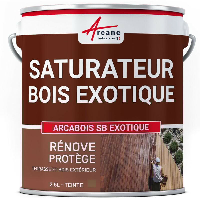Arcane Industries - Saturateur Bois Exotique pour Terrasse et Mobilier en teck, Ipé, Cumaru, garapa, itauba ... : arcabois exotique - 2.5 l (jusqu'à