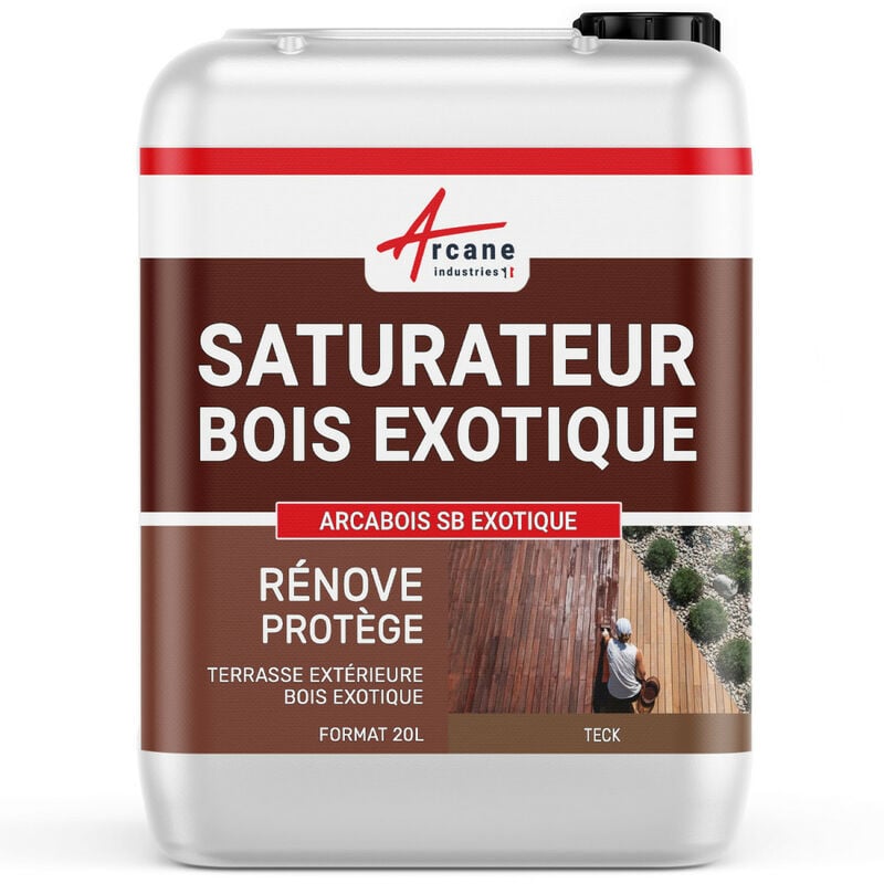 Arcane Industries - Saturateur Bois Exotique pour Terrasse et Mobilier en teck, Ipé, Cumaru, garapa, itauba ... : arcabois exotique - 20 l (jusqu'à