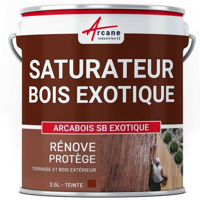 Arcane Industries - Saturateur Bois Exotique pour Terrasse et Mobilier en teck, Ipé, Cumaru, garapa, itauba ... : arcabois exotique - 2.5 l (jusqu'à
