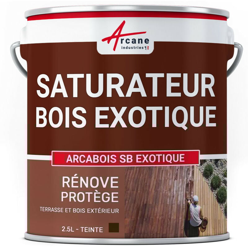 Arcane Industries - Saturateur Bois Exotique pour Terrasse et Mobilier en teck, Ipé, Cumaru, garapa, itauba ... : arcabois exotique - 2.5 l (jusqu'à