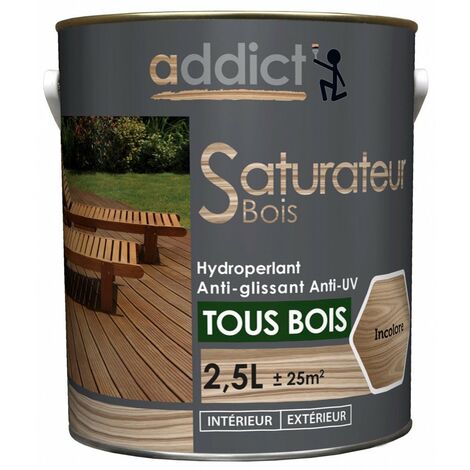 Saturateur bois incolore 2.5 litres – Protection contre taches et UV – Imprégnation phase aqueuse – Durabilité accrue – Addict