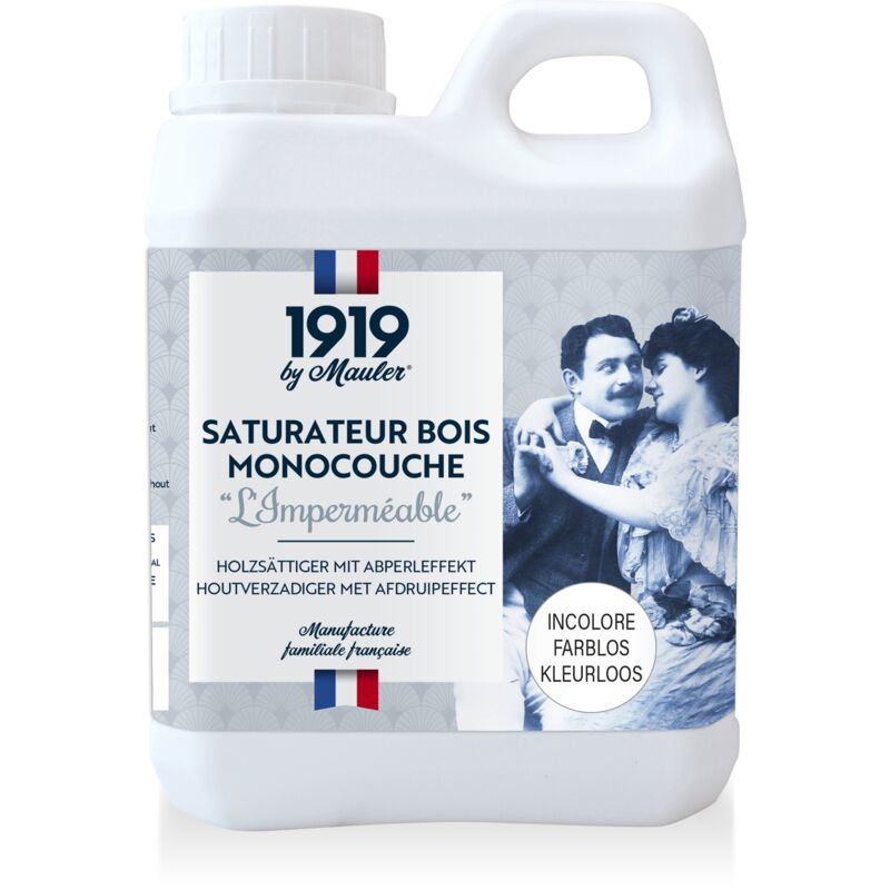 Saturateur bois monocouche déperlant - 0,5L Mat Incolore - Protection terrasse UV et intempéries - L'imperméable 1919 by Mauler