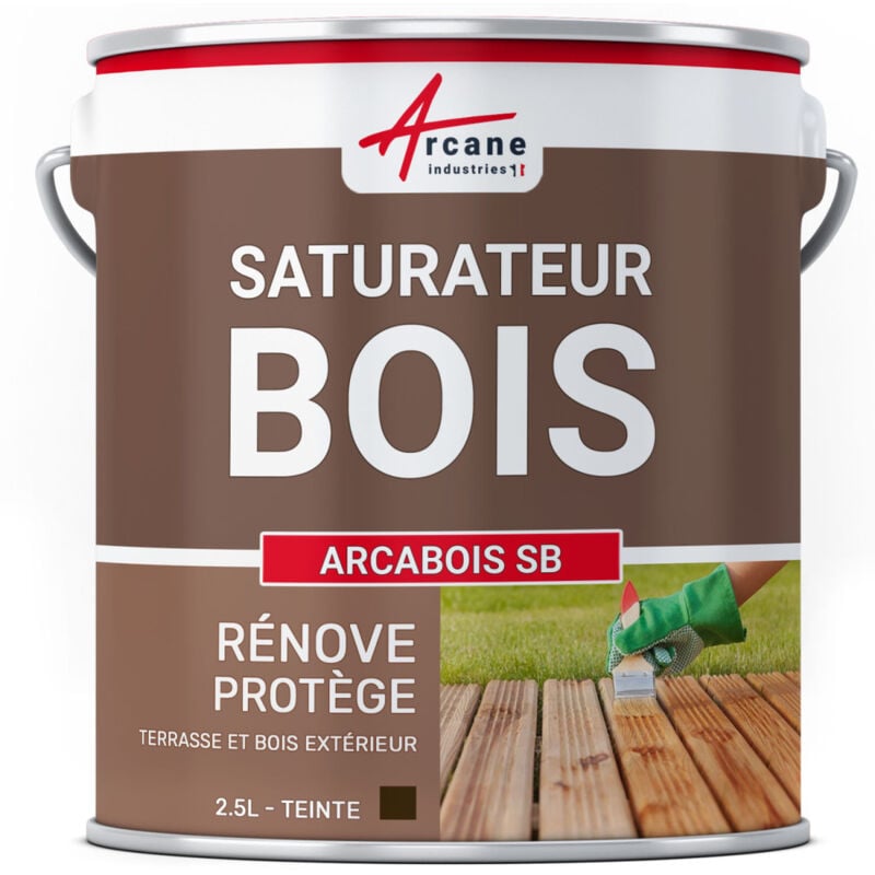 Arcane Industries - Saturateur Bois pour terrasse, bardage extérieur : arcabois sb - 2.5 l (jusqu'à 12.5 m²) Chêne Foncé - Teinte Marron