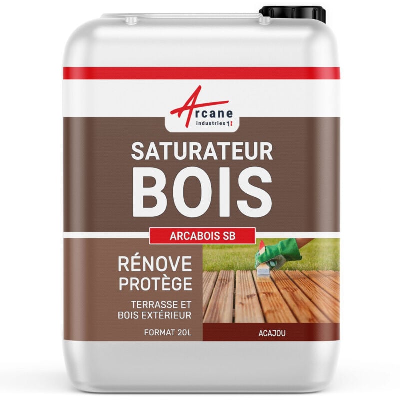 Arcane Industries - Saturateur Bois pour terrasse, bardage extérieur : arcabois sb - 20 l (jusqu'à 100 m²) Acajou - Teinte Rouge