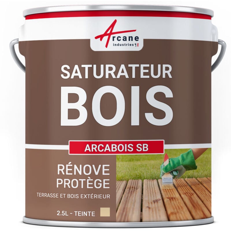 Arcane Industries - Saturateur Bois pour terrasse, bardage extérieur : arcabois sb - 2.5 l (jusqu'à 12.5 m²) Naturel - Incolore