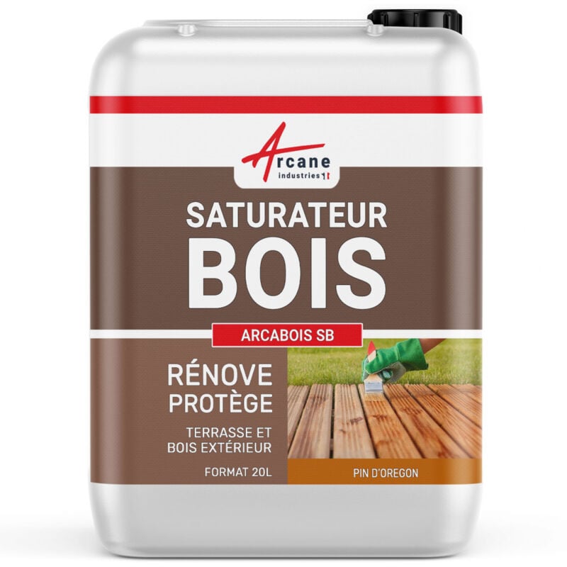 Arcane Industries - Saturateur Bois pour terrasse, bardage extérieur : arcabois sb - 20 l (jusqu'à 100 m²) Pin D'Oregon - Teinte Orangé