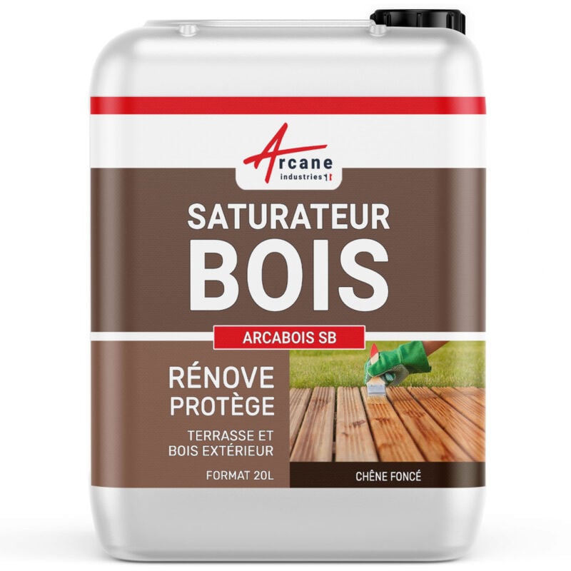 Arcane Industries - Saturateur Bois pour terrasse, bardage extérieur : arcabois sb - 20 l (jusqu'à 100 m²) Chêne Foncé - Teinte Marron