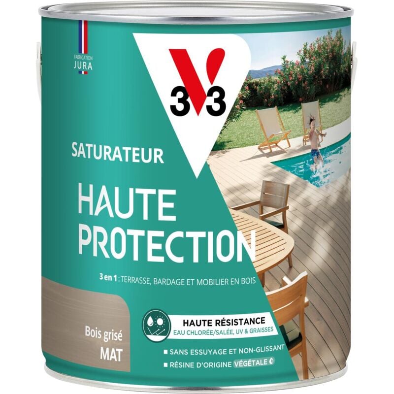 V33 - Saturateur Haute Protection Biosourcé bois grisé Mat - 2,5L