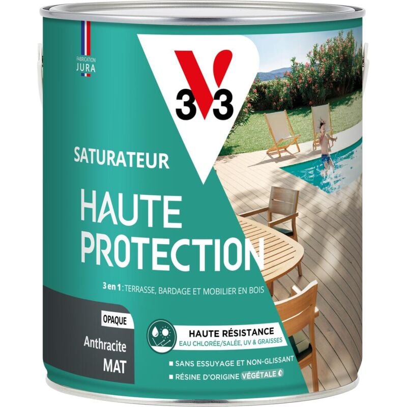 V33 - Saturateur Haute Protection Biosourcé anthracite Mat - 2,5L
