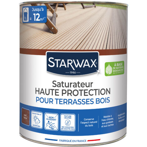 Saturateur Haute protection pour terrasses bois 1L Teck STARWAX