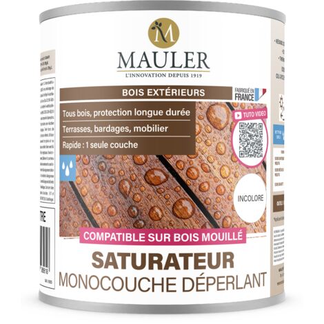 Saturateur monocouche bois et terrasse - 10L Mat Incolore - Protection UV et intempéries - Saturateur monocouche déperlant Mauler