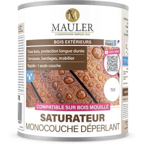 Saturateur monocouche bois et terrasse - 10L Mat Teck - Protection UV et intempéries - Saturateur monocouche déperlant Mauler
