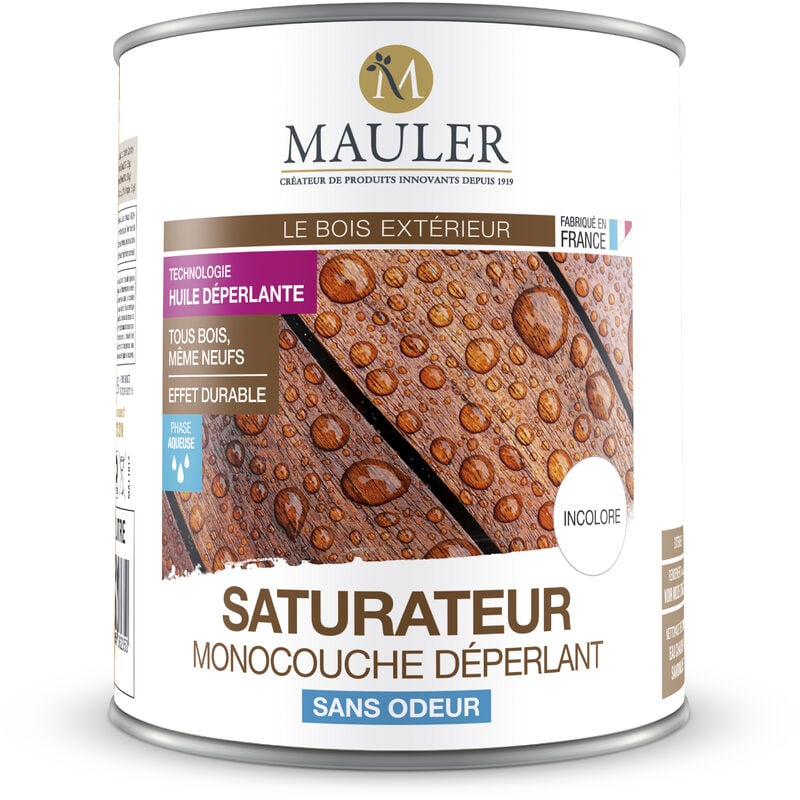 Mauler - Saturateur monocouche déperlant incolore 1L - protection professionnelle terrasse et bois extérieur - anti-UV, intempérie, usure - incolore