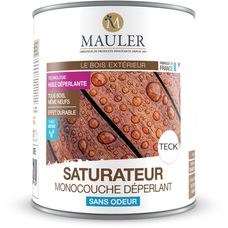 Mauler - Saturateur Bois Monocouche Dépérlant - 2,5L - Teck - Assure une Protection Contre l'Usure du Bois dû aux Evénements Météorologique - teck