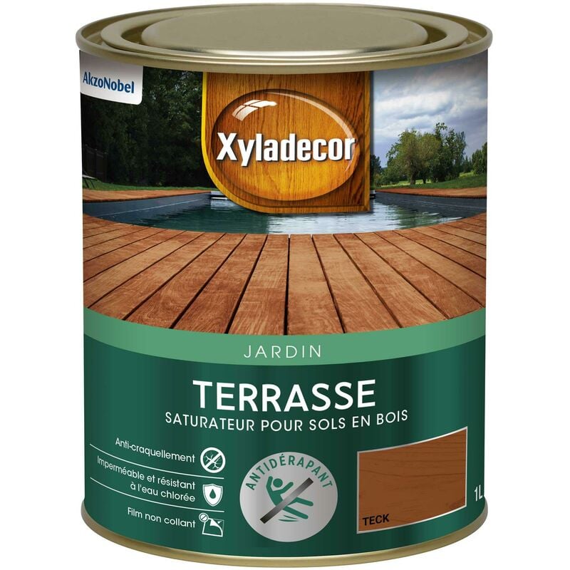 Saturateur pour sol exterieur en bois - Terrasses - aspect mat teck 1 L - Xyladecor