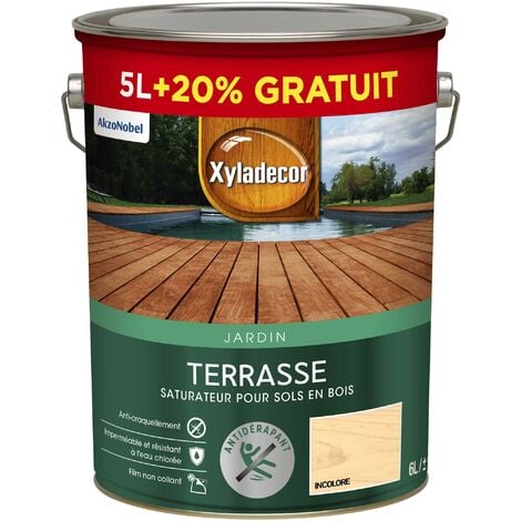 Saturateur pour sol exterieur en bois - Terrasses - aspect mat incolore 6 L (5 L + 1 L gratuit) - Xyladecor