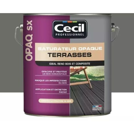 Saturateur terrasses 5 L – Bois grisé – Résistance UV et intempéries – Pour rénovation bois délavé et composites – Cecil