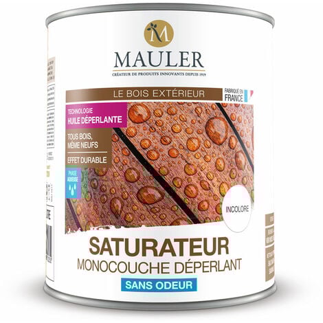 Saturateur tous bois monocouche déperlant Mauler en phase aqueuse pour la protection des terrasses, caillebotis, bardages... - 2,5 litres