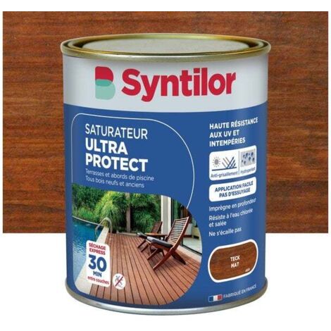 Saturateur ultra protect pour bois teck – 0.75 l – Rendement 12 m²/l – Finition mate – Application facile sans essuyage – Syntilor