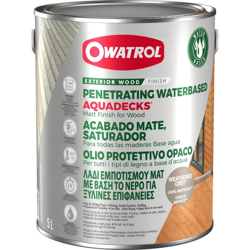 Owatrol - Saturateur bois à l'eau aquadecks® Gris vieux bois (ow41) 5 litres
