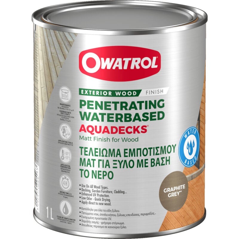 Owatrol - Saturateur bois à l'eau aquadecks® Gris graphite (ow42) 1 litre