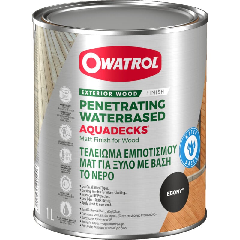 Owatrol - Saturateur bois à l'eau aquadecks® Ébène (owp8) 1 litre