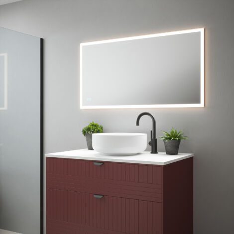 Saturn 1 Tunable LED Mirror -1150 x 600 x 28mm IP44 Rated Diffused Border Dimmable Demister