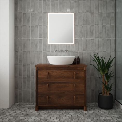 Saturn 1 Tunable LED Mirror - 500 x 600 x 28mm IP44 Rated Diffused Border Dimmable Demister