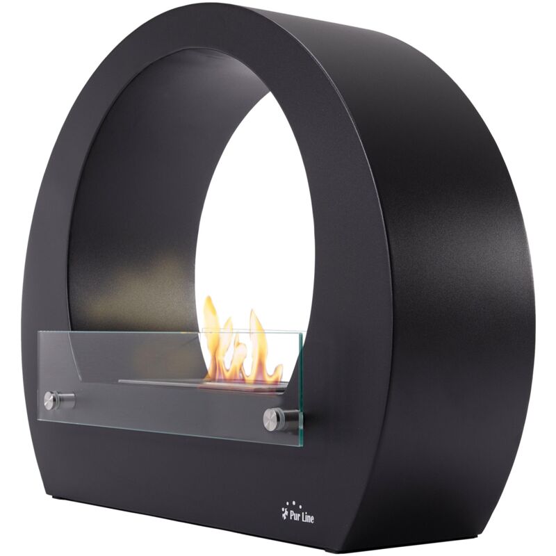 

Chimenea de etanol de suelo, 2000W, diseño semicircular en acero color negro con llama regulable