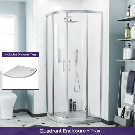 Saturn Quadrant 800mm Curved Corner Shower Enclosure and Low Profile Tray