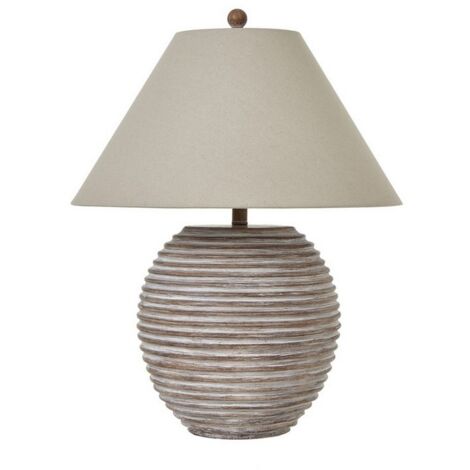 Saturn Table Lamp with Linen Shade - Ceramic - L53 x W53 x H71 cm - Brown