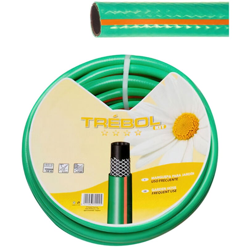 Tuyau vert trèfle tressé 15 mm. Rouleau de 50 mètres