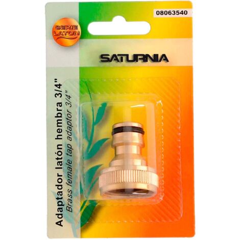 SATURNIA adaptador manguera laton  3/4 hembra , Adaptador manguera laton.   - Medida: 3/4 hembra.- Realizado en laton.- Ideal para trabajos de jardineria.-