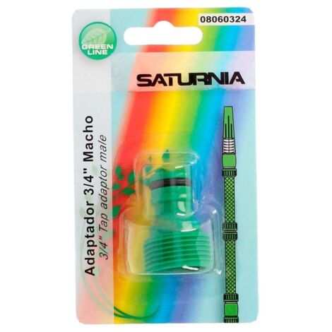 SATURNIA adaptador manguera plastico 3/4 macho blister , Adaptador manguera plastico Saturnia.- Medida: 3/4 Macho.- Realizado en plástico.- Ideal para su trabajo